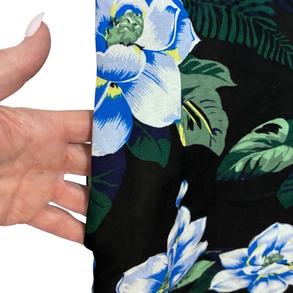 Banana Republic Black Linen Tunic Dress with Blue Floral Print - Picture 6 of 10